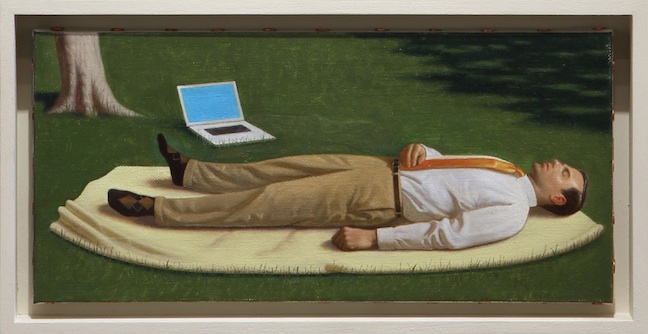 <h3>KURT KAUPER</h3>
						<h4><em>Man Lying Down</em></h4>
						2013</br> 
						Oil on canvas</br>
						5 x 10.5 inches